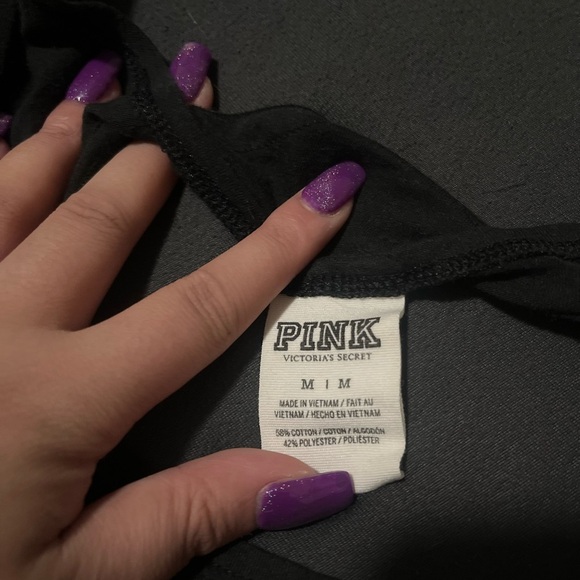 Victoria's Secret PINK black Tank Top with heart cut out on back Size M - Picture 3 of 3